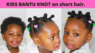 Toddler Bantu Knot // Kids Protective Hairstyle// Type 4 short natural hair.