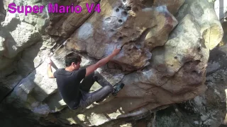 Super Mario V4 (Stone Fort, Little Rock City, LRC) (Bouldering in Chattanooga)