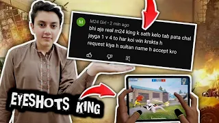HE COMMENT ME AND WATCH HIM 😱 EYESHOTS KING 🤴 1 V 1 | IPAD PRO 4-FINGERS CLAW + GYRO PUBG HANDCAM