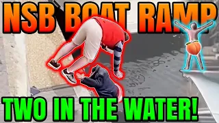 Boat Ramp Fails-Pontoon Crash-Two In The Water! NSB Boat Ramps- E10