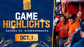 Astros vs. D-backs Game Highlights (10/1/23) | MLB Highlights