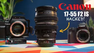 Canon 17-55mm F2.8 IS Hacked to fit Speedboosters! Amazing for RAW VIDEO!