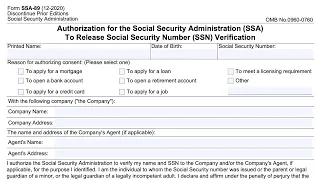 Form SSA 89 walkthrough (Authorization for the SSA to Release Social Security Number verification)