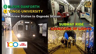 TTC POV Walk: Broadview Stn to Osgoode Stn Via St. George Station (Cavalcade of Lights) 【4K 60FPS】