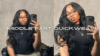 HOW TO: Middle Part Quick Weave + Cutting Layers + Curls