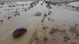 Images of flash flooding captured near Death Valley National Park