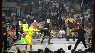 Hulk Hogan & Randy Savage vs The Giant and Dungeon of Doom.
