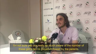 Stefanos Tsitsipas is grilled by his mother in his post-semi-final press conference in Dubai