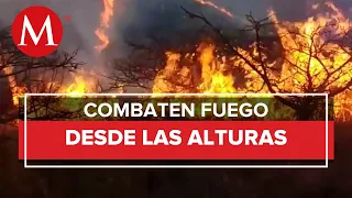 Despliegan helicóptero del ejército para combatir un incendio en Oaxaca