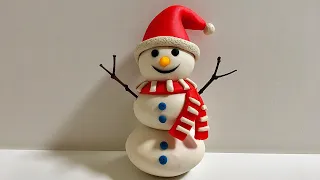 ♥️ Clay with me - how to make a snowman | model tutorial craft. easy DIY