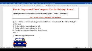 Driving License Computer Test Questions | Part 7 (151 to 175 Ques.) | Driving School | Alpha Riders