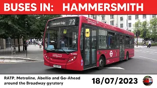 London buses in Hammersmith 18/07/2023