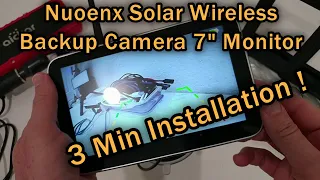 Nuoenx Solar Wireless Backup Camera for Car, 3 Mins No Wiring Installation With 7" Monitor REVIEW