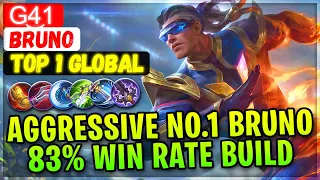 Aggressive No.1 Bruno 83% Win Rate Build [ Top 1 Global Bruno ] G͜͡41 - Mobile Legends Emblem Build