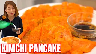 You want to eat this & be HAPPY😋 Kimchi Pancake (Kimchijeon: 김치전) [김치전 레시피]  キムチ