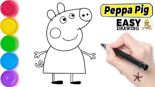 STEP BY STEP DRAWING TUTORIAL ON HOW TO DRAW PEPPA PIG
