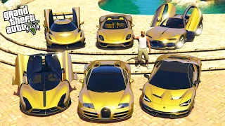 GTA 5 - Stealing 💲 $1,000,000,000,000 Golden Cars with Franklin!  (Real Life Cars #145)