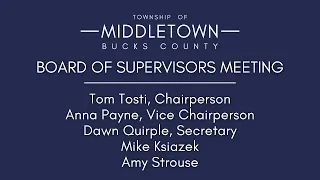 Middletown Township Board of Supervisors Meeting - 5/3/2021