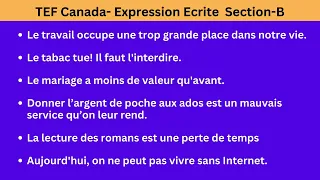 TEF Canada  Expression Ecrite Section B #tefcanada #learnfrench #tefexa #frenchlanguage