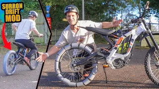 I FIT PLASTIC TYRES ON MY ELECTRIC DIRT BIKE - CRAZY DRIFT MODIFICATION!