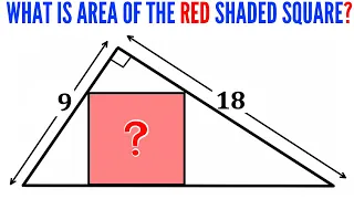Math Olympiad | Can you find area of the Red shaded square? | (Right triangles) | #math #maths