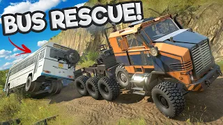 I CRASHED a BUS on a Mountain & Had to Rescue it in Snowrunner Mods!