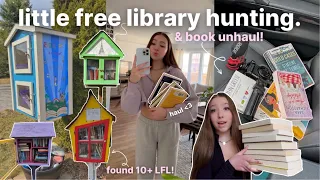 little free library hunting & HUGE book unhaul 🌸💫📖 mini book haul!