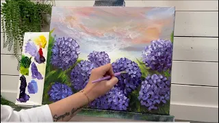 The EASIEST way To PAINT HYDRANGEAS ~ step by step on acrylics