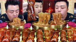 Xiaofeng Eating Really delicious | Eat Pork Skin With sauce And pulled noodle |Xiaofeng Mukbang #41
