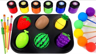 Satisfying Video l Playdoh Rainbow colors tray fruit cutting #ASMR & mixing ASMR
