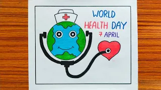 World Health Day Poster Drawing // How to Draw World Health Day // Health Day Drawing Easy Steps