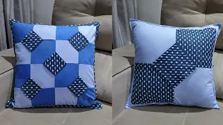 2 modelos de capa de almofadas com zíper em Patchwork ❤️ gravatinha passo a passo.