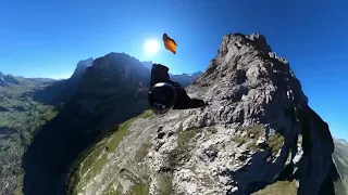 Wingsuit flight down the East Ridge of the Eiger