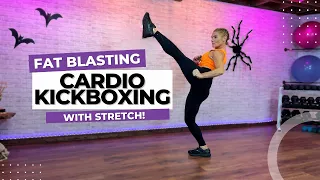 45 Min FIRED UP Cardio Kickboxing Workout Video Plus Stretching