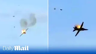 Moment MiG-UB23 fighter plane crashes during Michigan airshow causing huge explosion