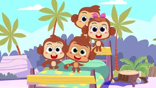 Five Little Monkeys Jumping on the Bed | Kidzo Nursery Rhymes & Kids Songs