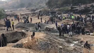 Alluvial gold rush in Mazoe river Zimbabwe