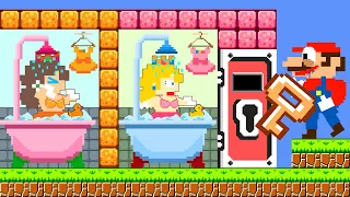 Mario and the Giant Keys Maze | What happened in Peach and Daisy Bathroom | Game Animation