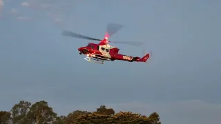 SAAS Rescue Helicopter landing at Paracombe Oval