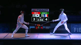 FE 2018 113 T04 02 M E Individual Cali COL GP podium JERENT FRA vs JUNG KOR