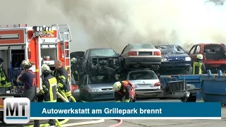 Autowerkstatt am Grillepark brennt - meterhohe Rauchsäule