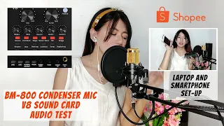 How to Use BM-800 Condenser Mic (SHOPEE) + V8 Sound Card Set Up