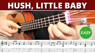 Hush, Little Baby - EASY Ukulele Fingerstyle Lullaby Quartet - Tutorial With Tabs On Screen