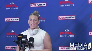 KAYLA HARRISON - PFL PLAYOFFS 2022 - LONDON SEMI FINAL (POST-FIGHT MEDIA SCRUM): MEDIA SPOTLIGHT UK