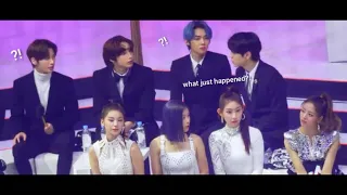 TXT and ITZY reaction to TWICE slipping on the stage [GDA 2020]