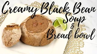 Creamy Black Bean Soup & Bread Bowl Recipe | Plant Based | Oil Free | Vegan #wholefoodwednesyday