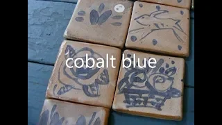 Ceramic tile COBALT BLUE BRUSH DECORATED #236 potters journal