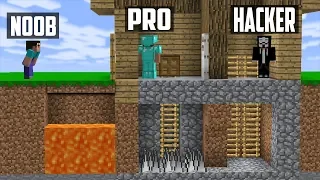 Minecraft Noob vs Pro vs Hacker : Hidden Base Secret Trap Challenge in Minecraft Animation