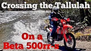 Crossing the Tallulah River on a brand new 2023 Beta 500 RR-S after a heavy rain!!