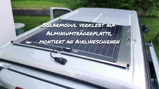Solarmodul Montage von Büttner auf Camper-Van an Airlineschienen